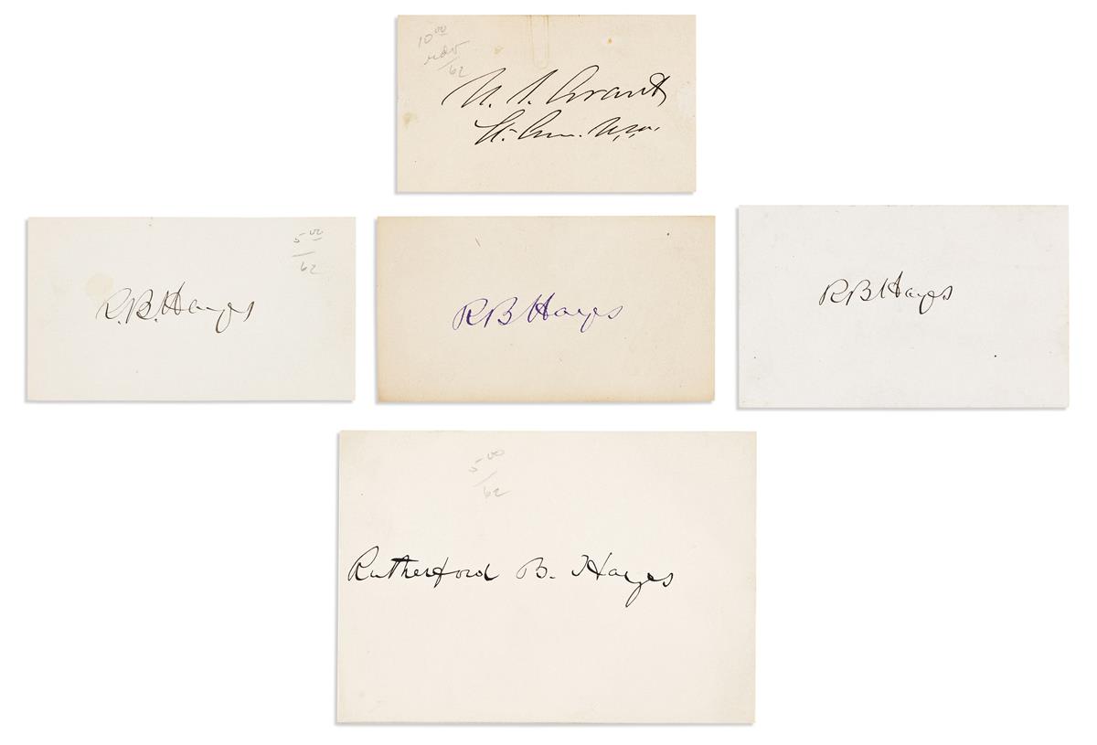 (PRESIDENTS--19TH-20TH CENTURY.) Group of 19 small cards, each Signed, or Signed and Inscribed.